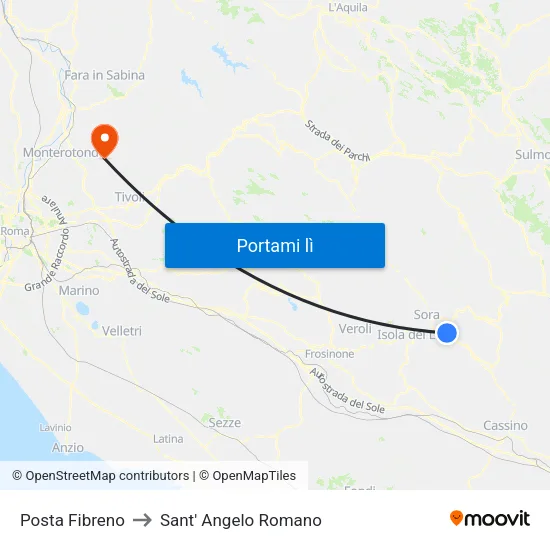 Posta Fibreno to Sant' Angelo Romano map