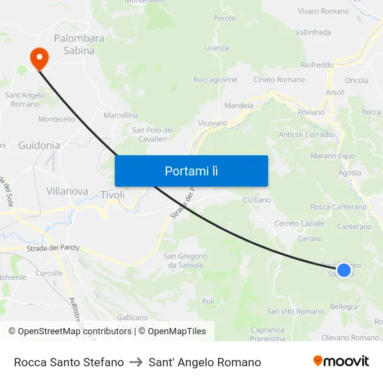 Rocca Santo Stefano to Sant' Angelo Romano map