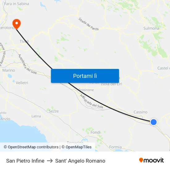 San Pietro Infine to Sant' Angelo Romano map