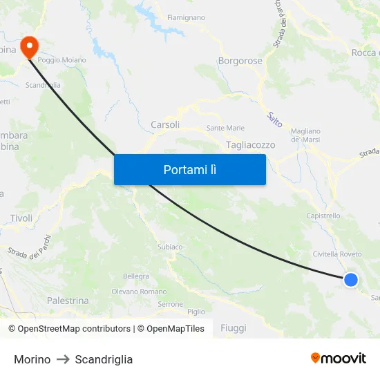 Morino to Scandriglia map