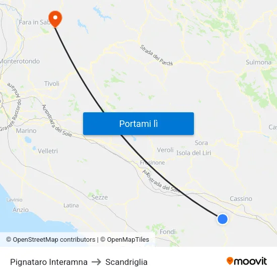Pignataro Interamna to Scandriglia map