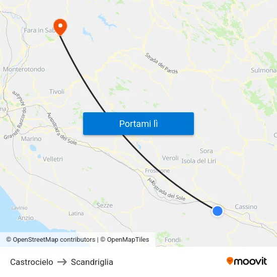 Castrocielo to Scandriglia map