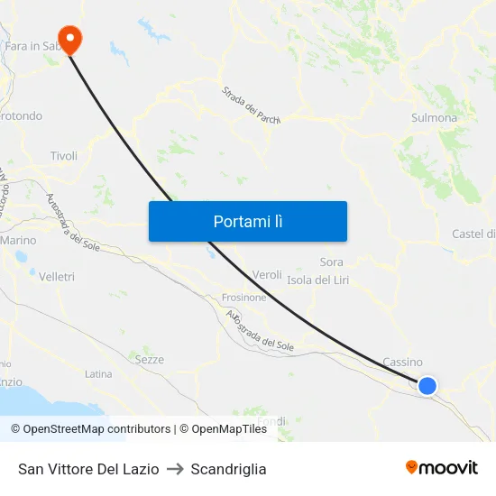 San Vittore Del Lazio to Scandriglia map