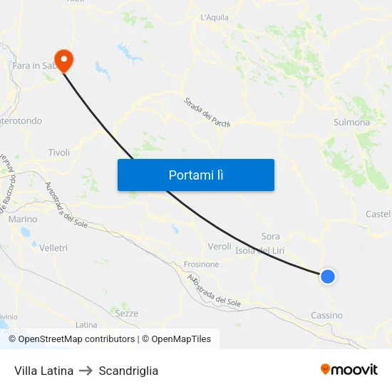 Villa Latina to Scandriglia map