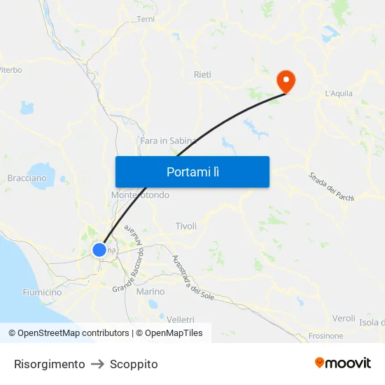 Risorgimento to Scoppito map