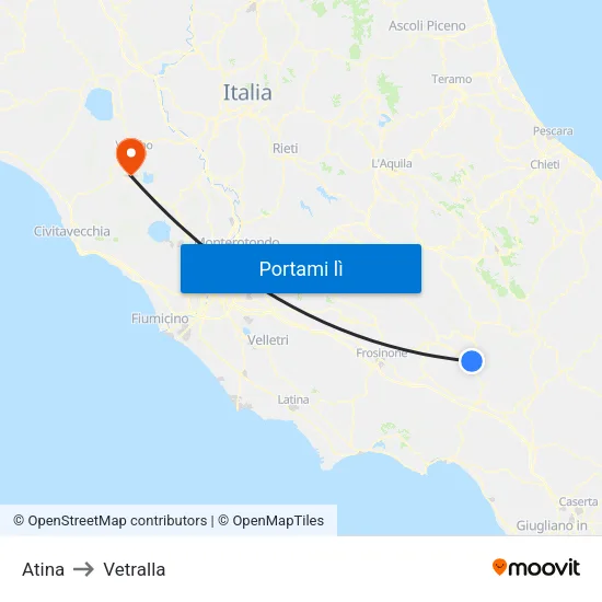 Atina to Vetralla map