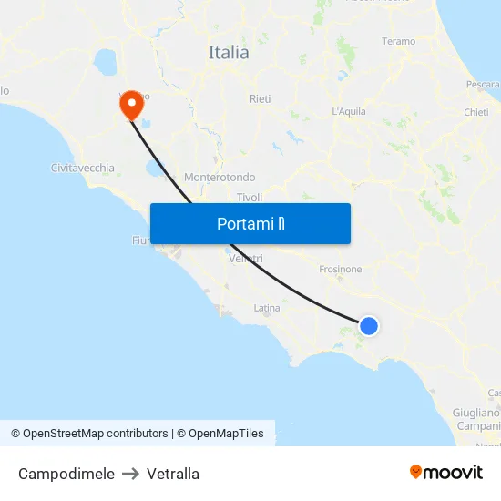 Campodimele to Vetralla map