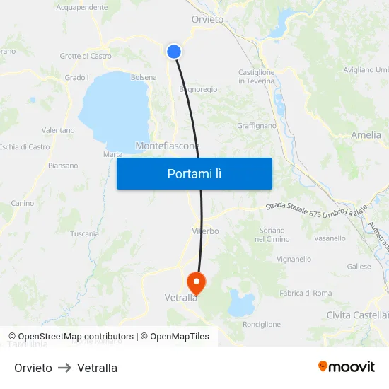 Orvieto to Vetralla map