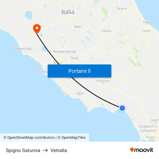 Spigno Saturnia to Vetralla map