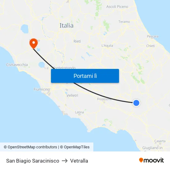 San Biagio Saracinisco to Vetralla map