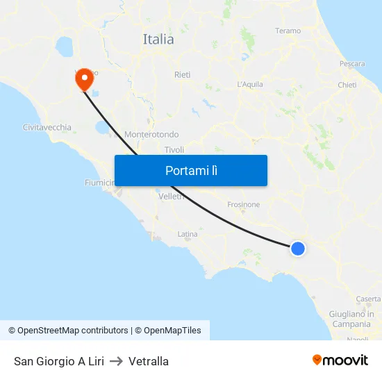 San Giorgio A Liri to Vetralla map