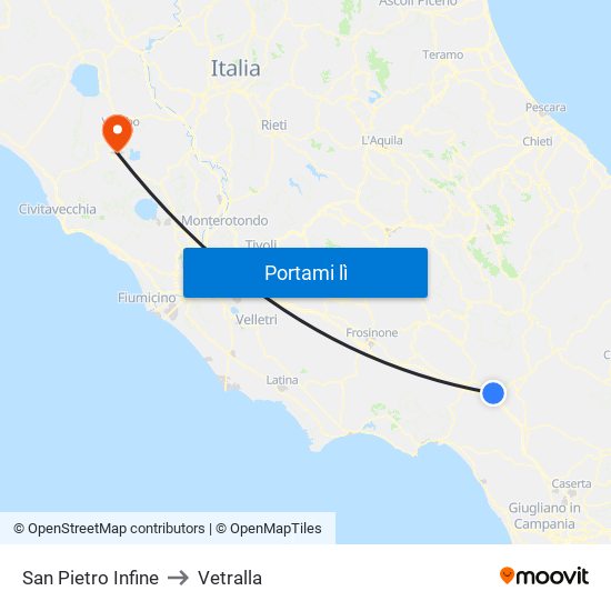 San Pietro Infine to Vetralla map