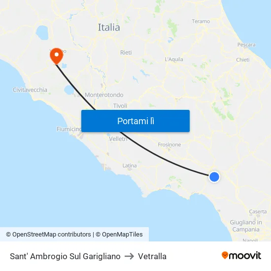 Sant' Ambrogio Sul Garigliano to Vetralla map