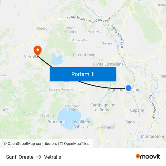 Sant' Oreste to Vetralla map