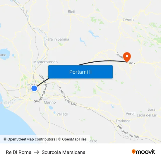 Re Di Roma to Scurcola Marsicana map