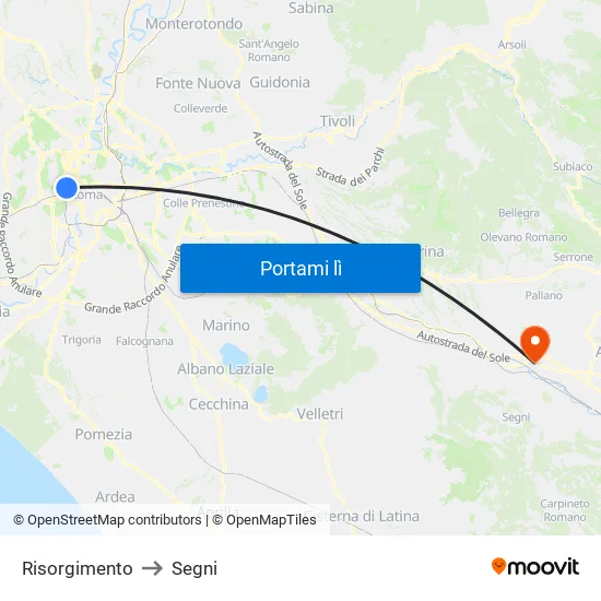 Risorgimento to Segni map