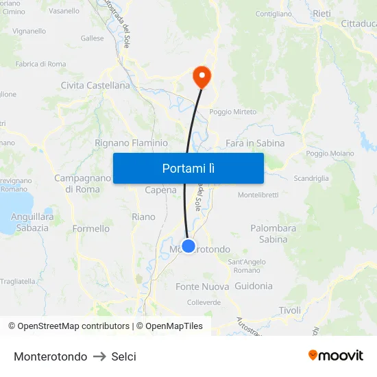 Monterotondo to Selci map