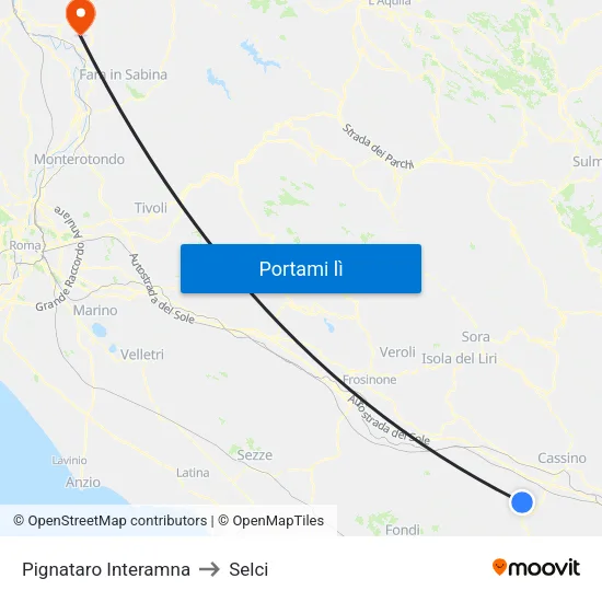Pignataro Interamna to Selci map