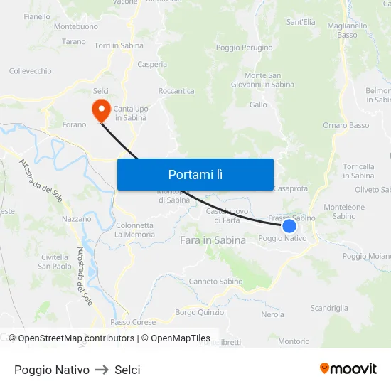 Poggio Nativo to Selci map