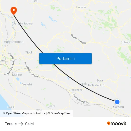 Terelle to Selci map