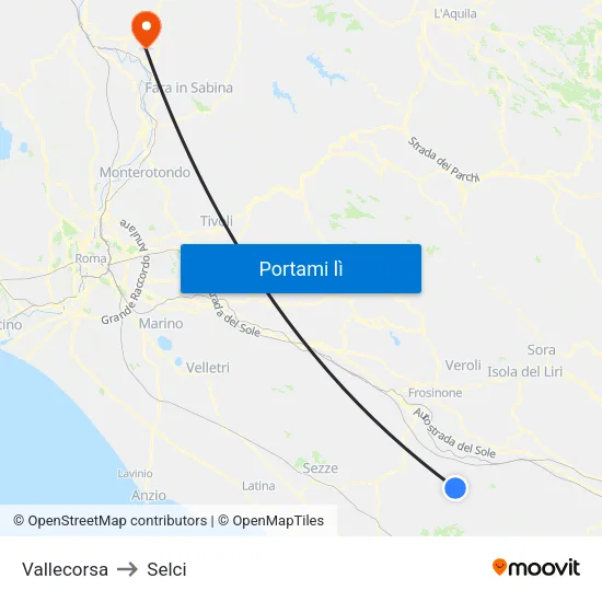 Vallecorsa to Selci map