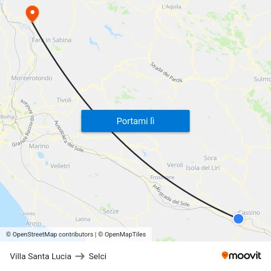 Villa Santa Lucia to Selci map