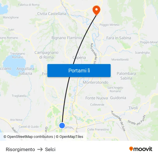 Risorgimento to Selci map