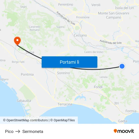 Pico to Sermoneta map