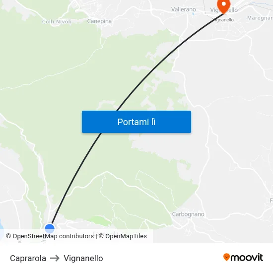 Caprarola to Vignanello map