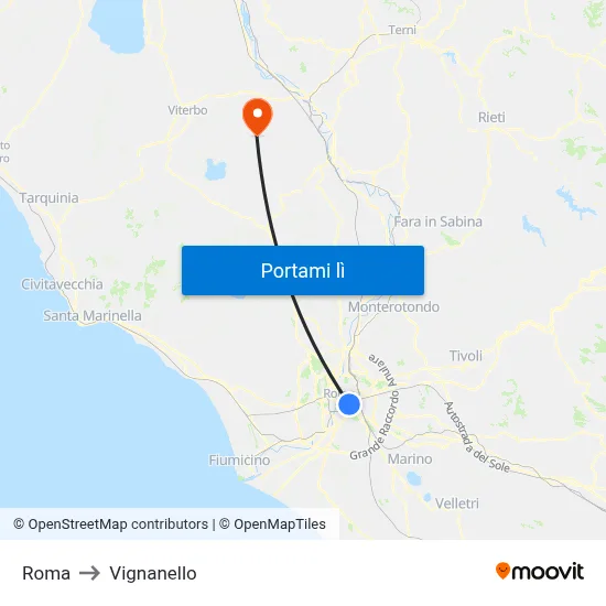 Roma to Vignanello map