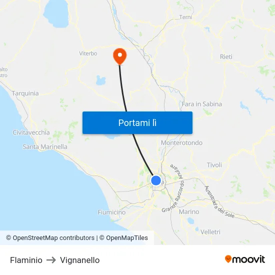 Flaminio to Vignanello map