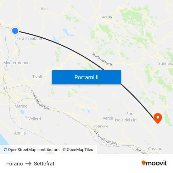 Forano to Settefrati map