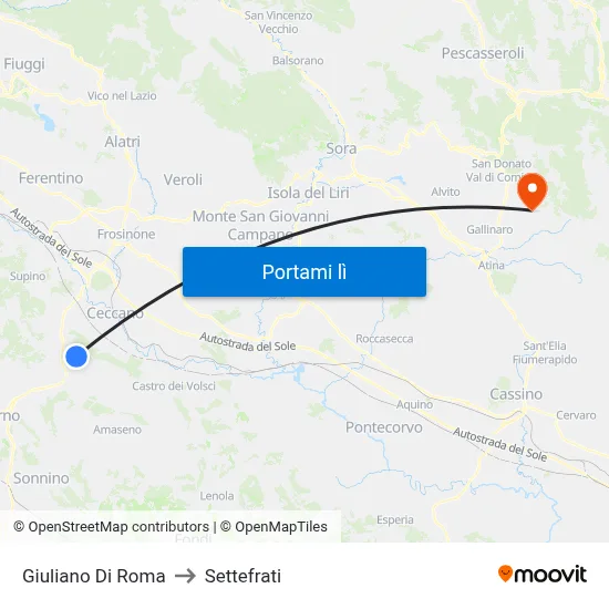 Giuliano Di Roma to Settefrati map