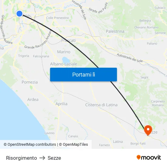 Risorgimento to Sezze map