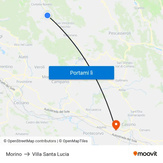 Morino to Villa Santa Lucia map