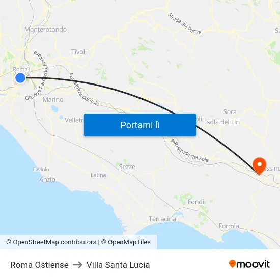 Roma Ostiense to Villa Santa Lucia map