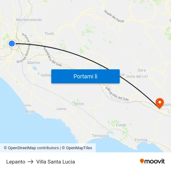 Lepanto to Villa Santa Lucia map