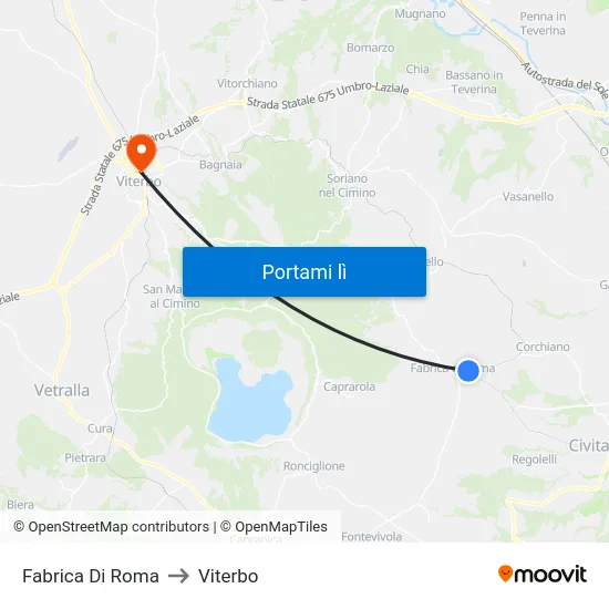 Fabrica Di Roma to Viterbo map