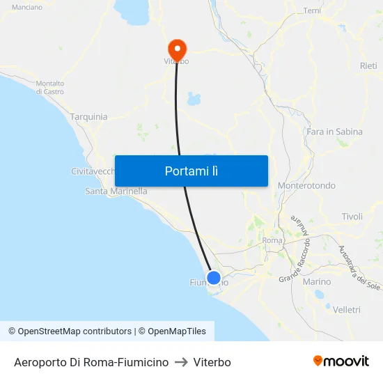Aeroporto Di Roma-Fiumicino to Viterbo map