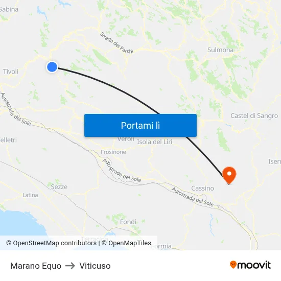 Marano Equo to Viticuso map