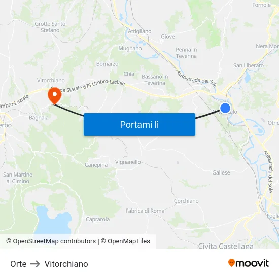 Orte to Vitorchiano map