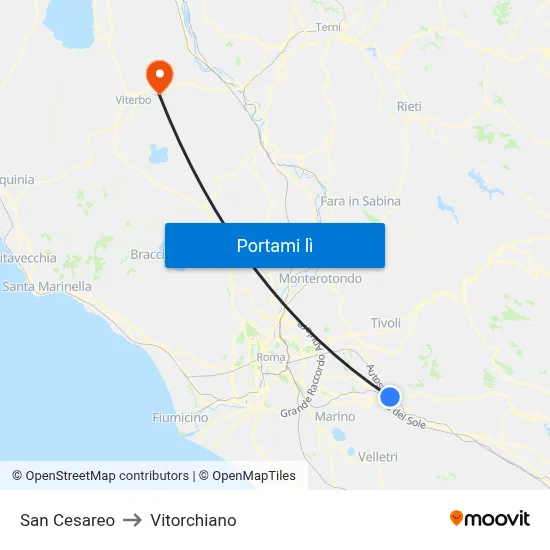 San Cesareo to Vitorchiano map