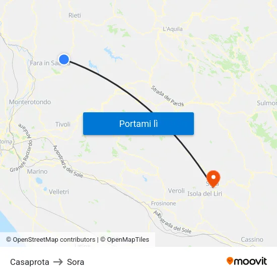 Casaprota to Sora map