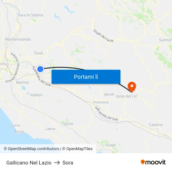Gallicano Nel Lazio to Sora map