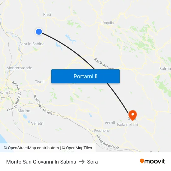 Monte San Giovanni In Sabina to Sora map