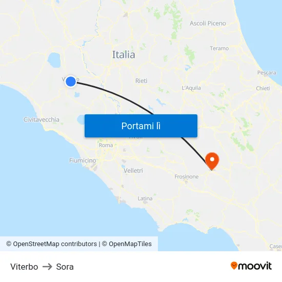 Viterbo to Sora map