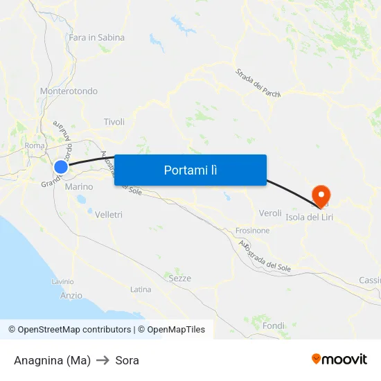 Anagnina (Ma) to Sora map