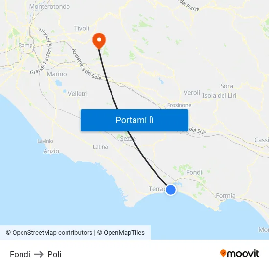 Fondi to Poli map