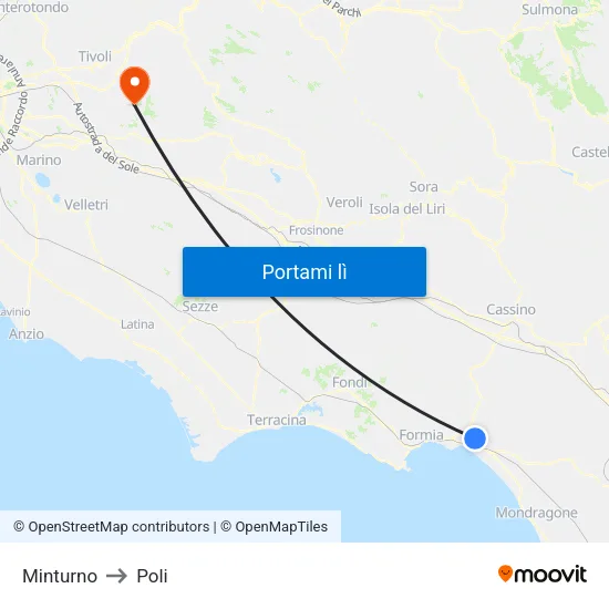Minturno to Poli map