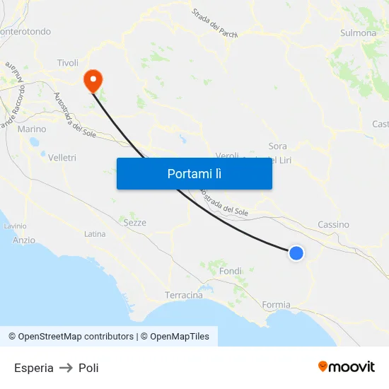 Esperia to Poli map